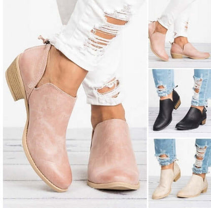 Women's retro high heel ankle boots for autumn