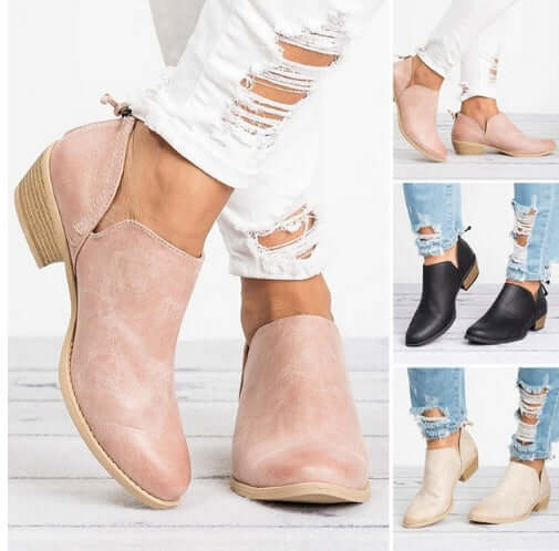 Women's retro high heel ankle boots for autumn