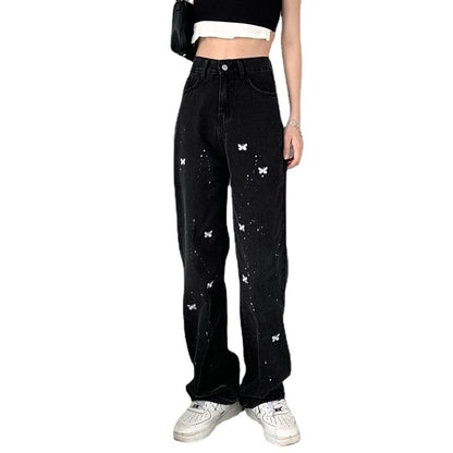 Butterfly Jeans Women's Straight Leg Loose Wide Leg Pants