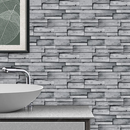 Peel And Stick Wood Grain Wallpaper Waterproof And Oil Proof Wall Tile Sticker Kitchen Backsplash Light Grey Bathroom Decoration And Accessories Wall Sticker