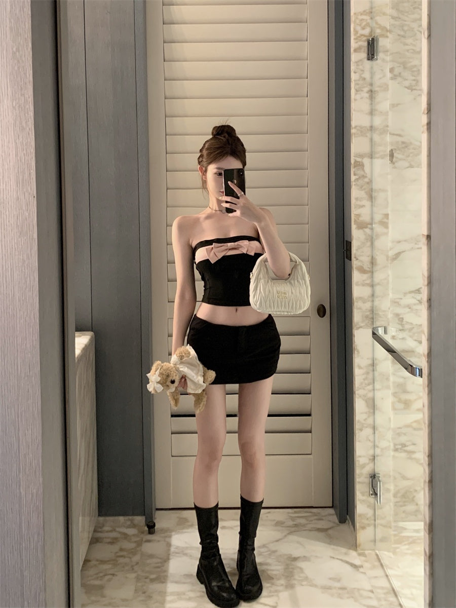 Female Casual Creative One Shoulder Bow Top