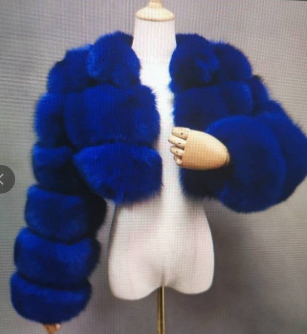 Lapel Imitation Fox Fur Long Sleeve Stitching Women's Light Luxury