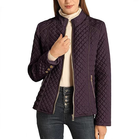 Women's Stand Collar Lightweight Quilted Padded Zip Jacket