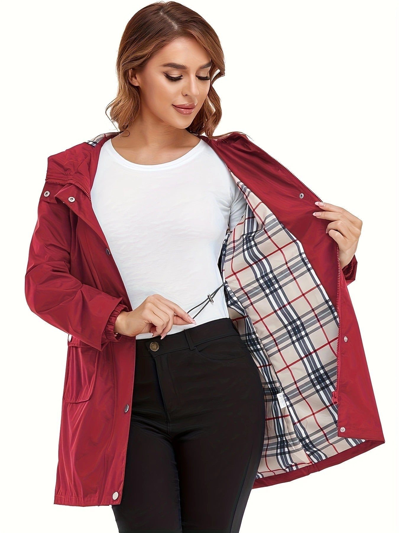 Women's Waterproof Jacket Slim Fit Windbreaker Windproof Jacket