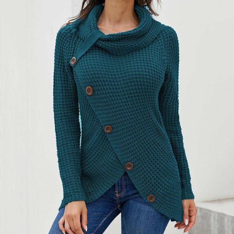 Pullover Button High Lapel Pullover Women's Sweater