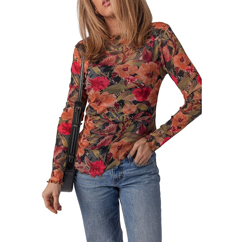 Pullover Round Neck Long Sleeves Bottoming Shirt Women's Casual All-matching