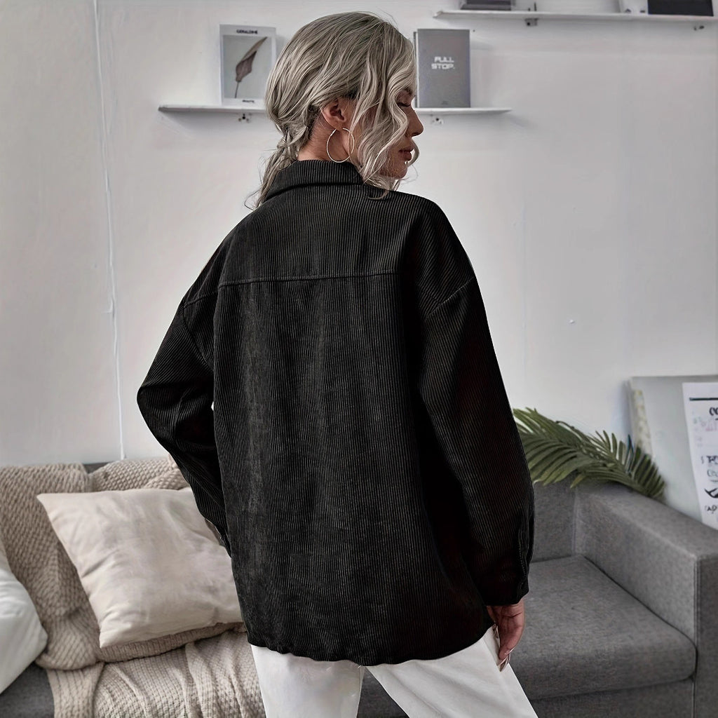 Loose Leisure Slimming Lapel Pocket Long Sleeve Coat