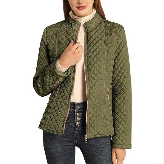 Women's Stand Collar Lightweight Quilted Padded Zip Jacket