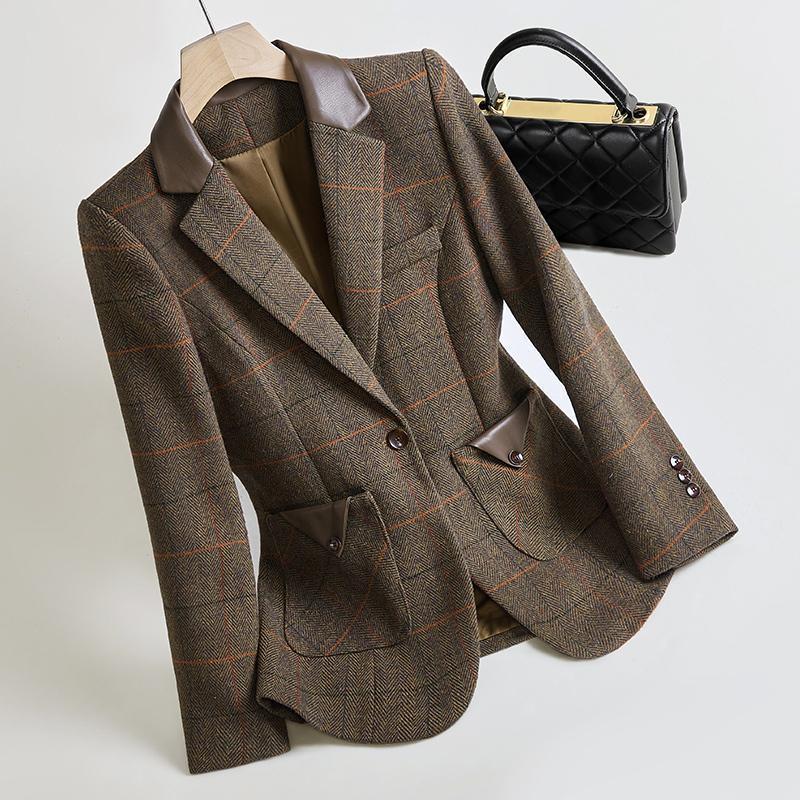 Woolen Plaid Coat Thin Looking Suit
