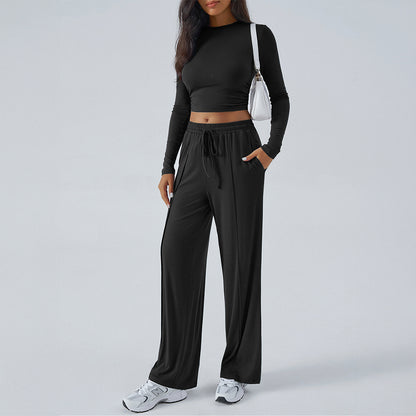 European And American Yoga Sports Long Sleeve Inner Wear Trousers Suit Women