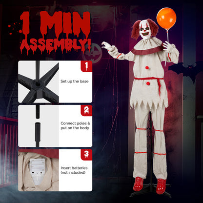 5.7ft Eye Red Light Vibration Clown Sound Voice Control, Standing Balloon Clown, Battery Model - Battery Not Included, Halloween Standing Decoration