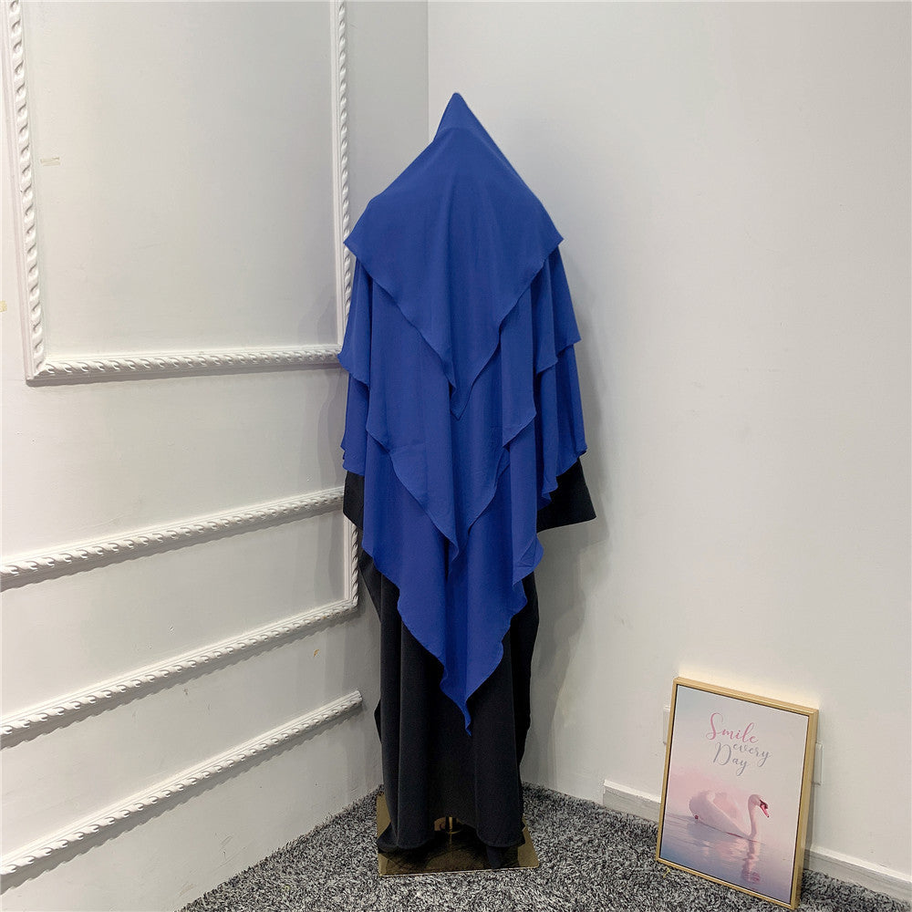 Fashionable Solid Color Three-layer Headscarf Dubai Travel Photo