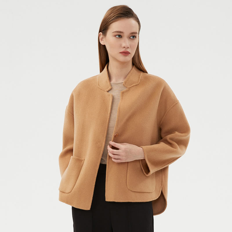 Small Stand Collar Loose Plus Size Small Woolen Easy Matching Coat