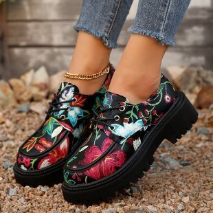 Plus Size Chunky Heel Trendy Retro Loafers