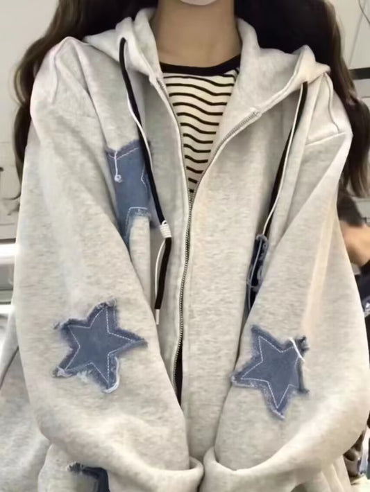 Retro Hooded Sweatshirt Women's INS Korean Style Loose Top