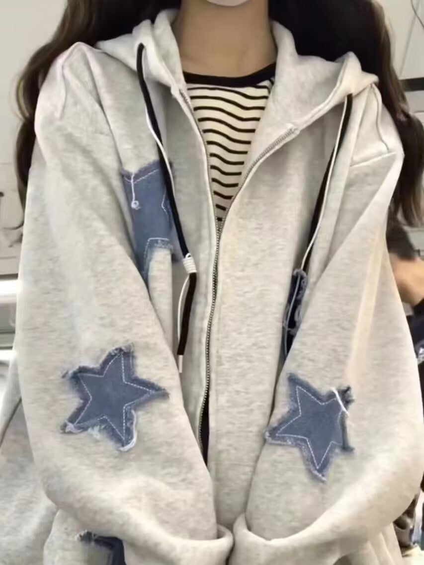 Retro Hooded Sweatshirt Women's INS Korean Style Loose Top