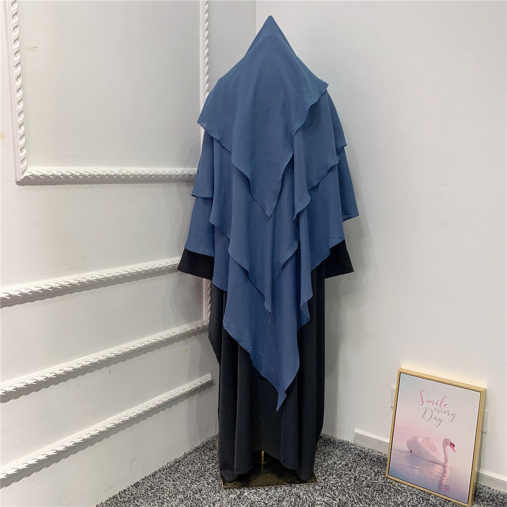 Fashionable Solid Color Three-layer Headscarf Dubai Travel Photo