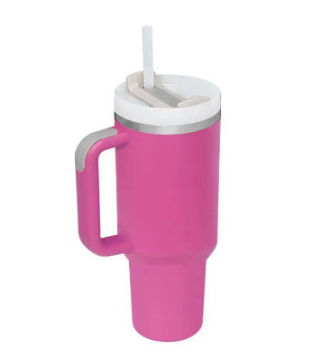 Reusable 40 oz water bottle tumbler in pink