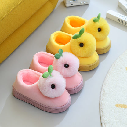 Princess Plush Three Dimensional Head Baby Cotton Slippers