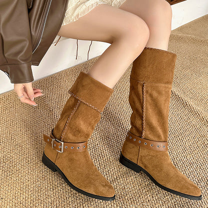 Western Denim British Style Knight Boots Leisure