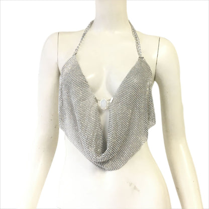 American Hot Top Metal Full Diamond Sexy Chain On Neck Sling