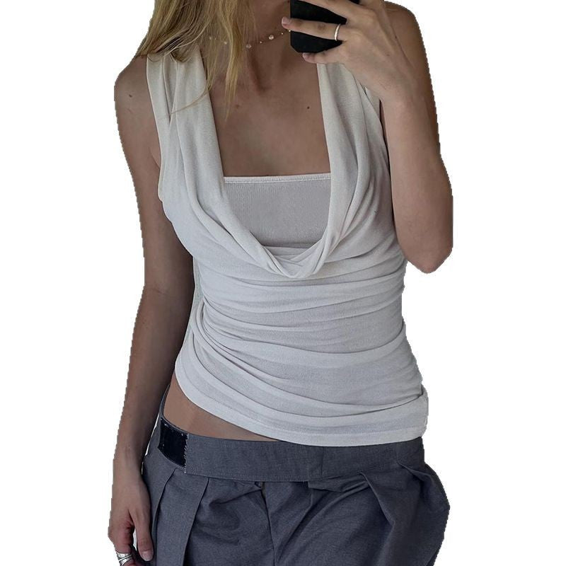 Fake Two-piece Swing Collar Shoulder Vest