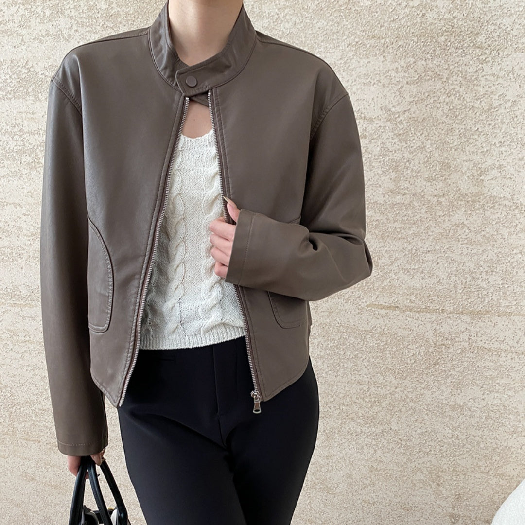 Locomotive Style Stand Collar Temperament Wild Jacket