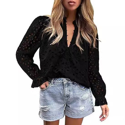 Women's Autumn Top Fashion Horn Long Sleeve Casual