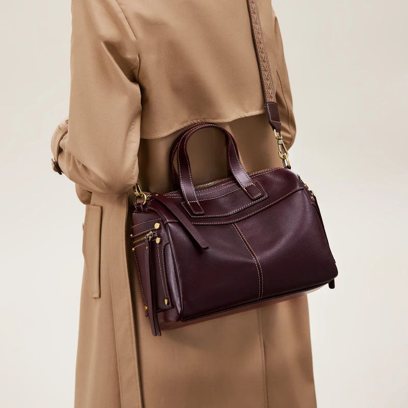 Large Capacity First Layer Cowhide Middle-aged Women's Shoulder Bag