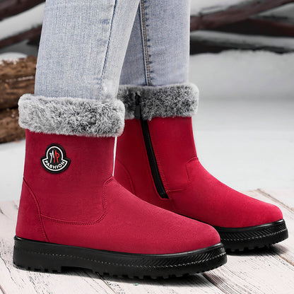 Cotton-padded Shoes With Velvet Women's Long Tube High-top Snow Boots