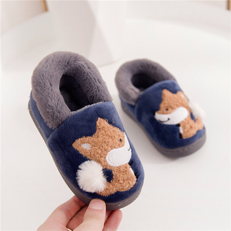 Baby plush non-slip cotton slippers