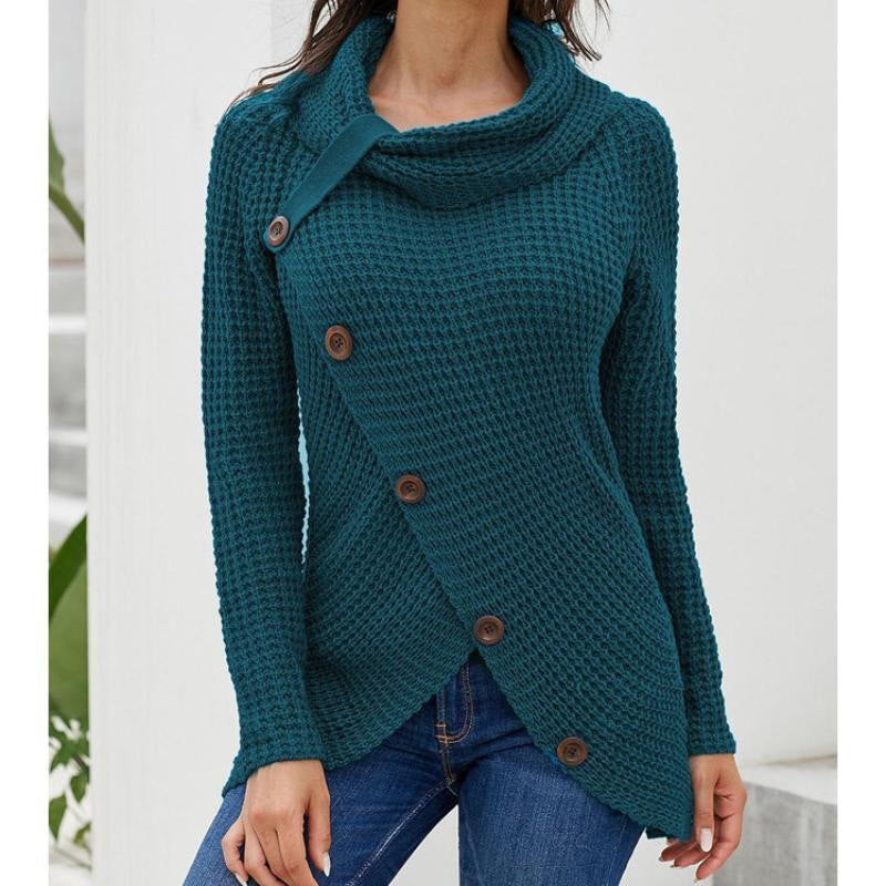 Pullover Button High Lapel Pullover Women's Sweater