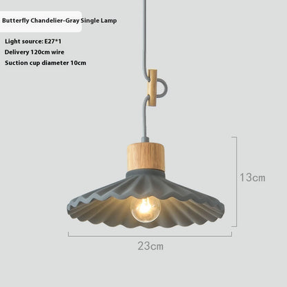 Cement Solid Wood Chandelier Colored Lights