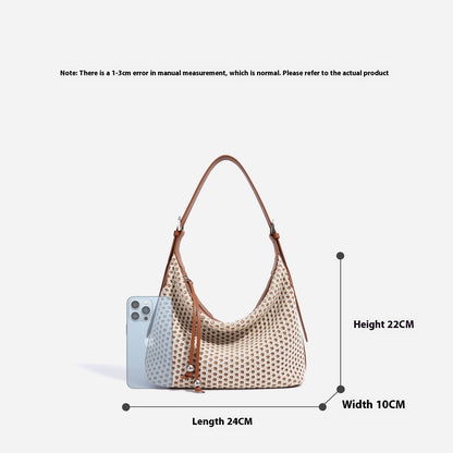 Fashion Retro Straw Woven Dumpling Bag Versatile Large Capacity Shoulder Bag
