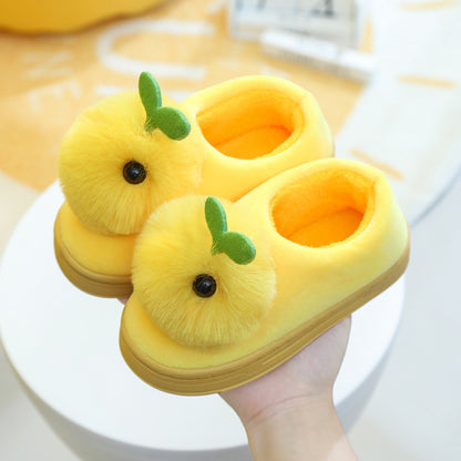 Princess Plush Three Dimensional Head Baby Cotton Slippers