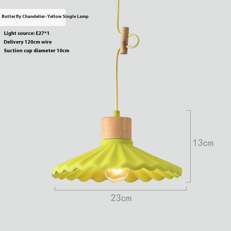 Cement Solid Wood Chandelier Colored Lights
