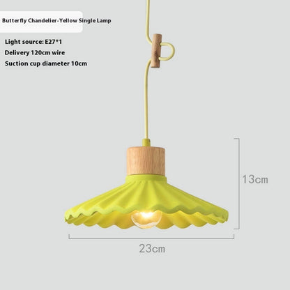 Cement Solid Wood Chandelier Colored Lights