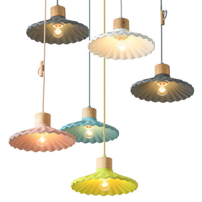 Cement Solid Wood Chandelier Colored Lights