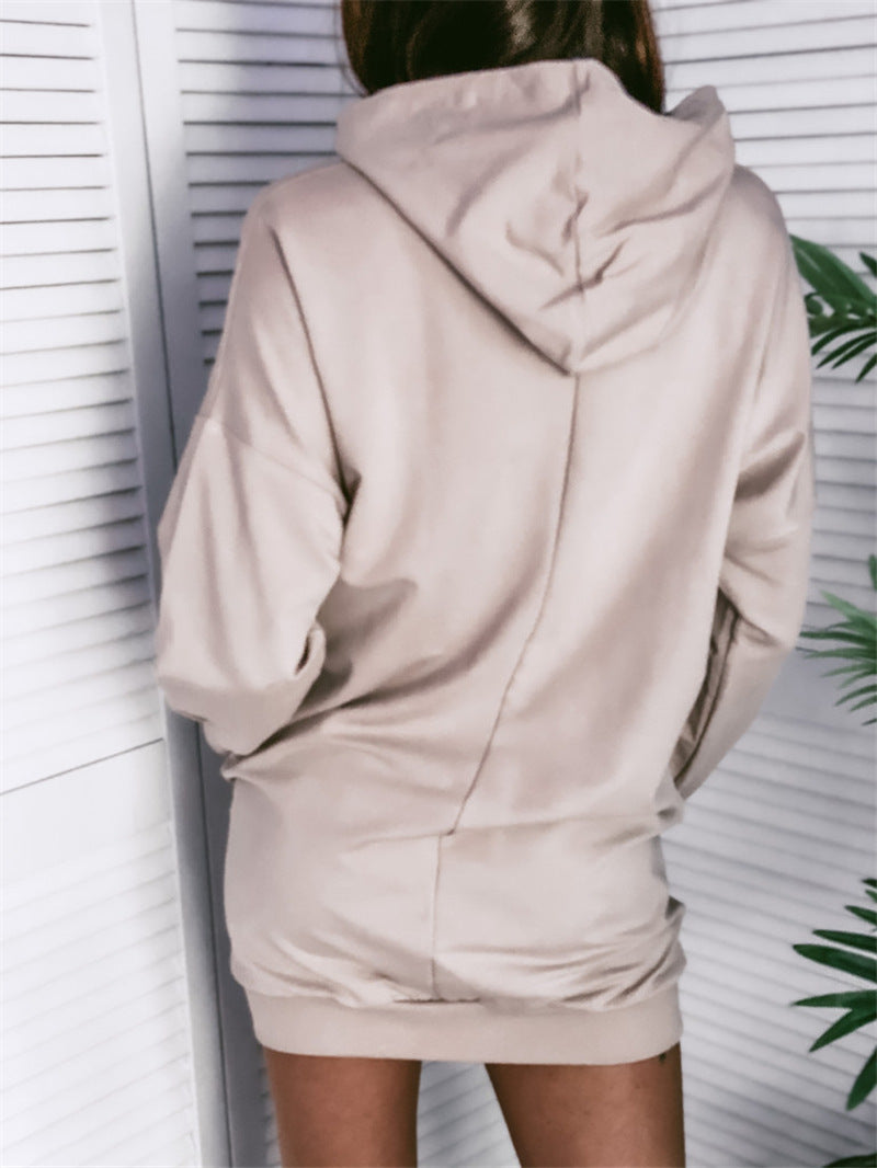 Long Sweater Hoody Sweater Solid Color