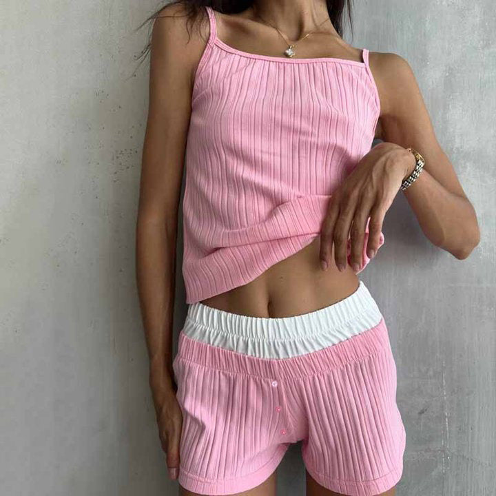 Fashion Striped Cardigan Two-piece Set Women