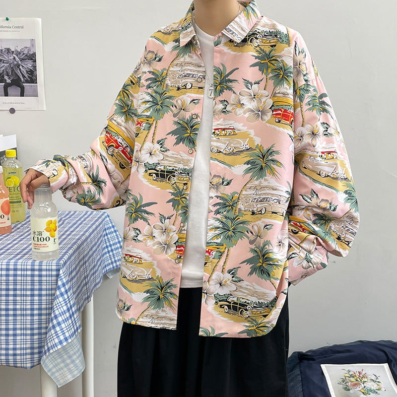 Long Sleeve Floral Shirt Mens Fashion Printing