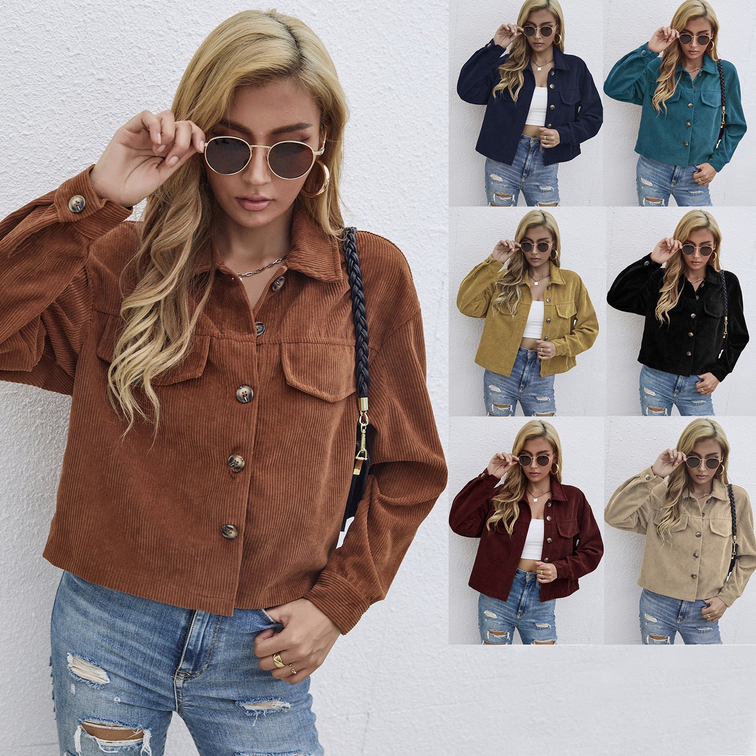 Casual Coat Women's Corduroy Short Slim Top