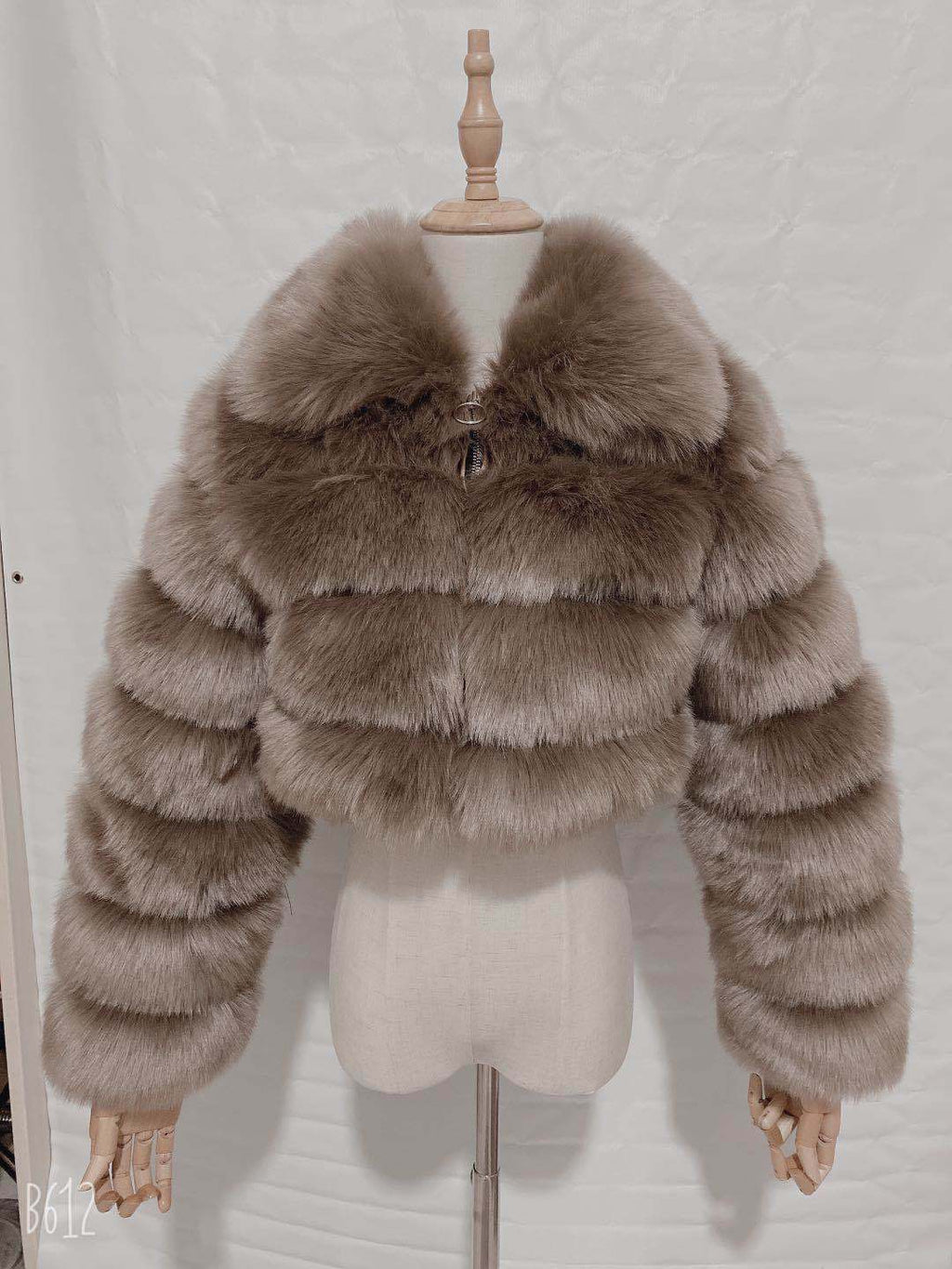 Lapel Imitation Fox Fur Long Sleeve Stitching Women's Light Luxury