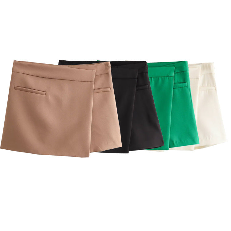 Asymmetric Solid Color All-match Culottes