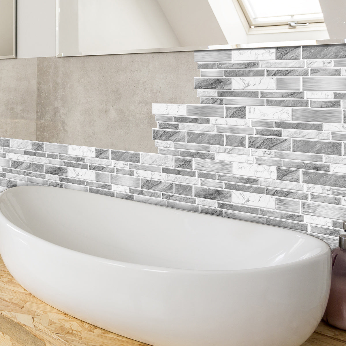 Irregular Shape Modern Grey Marble Pattern Peel And Stick Wallpaper Kitchen Bathroom Tile Stickers