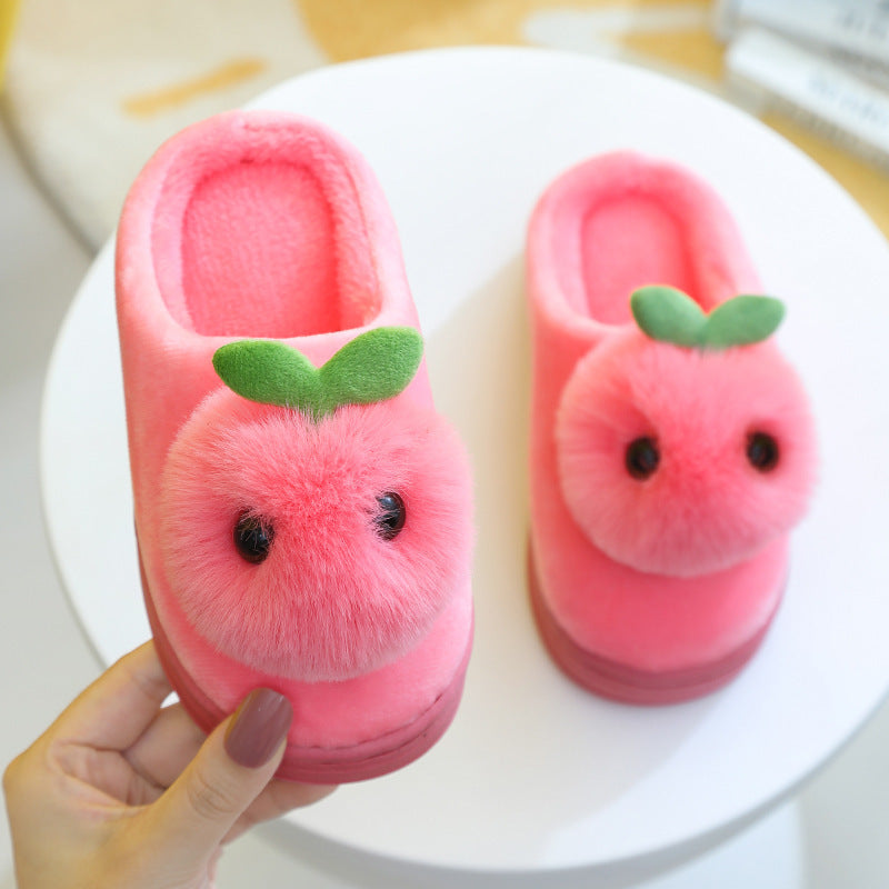 Princess Plush Three Dimensional Head Baby Cotton Slippers