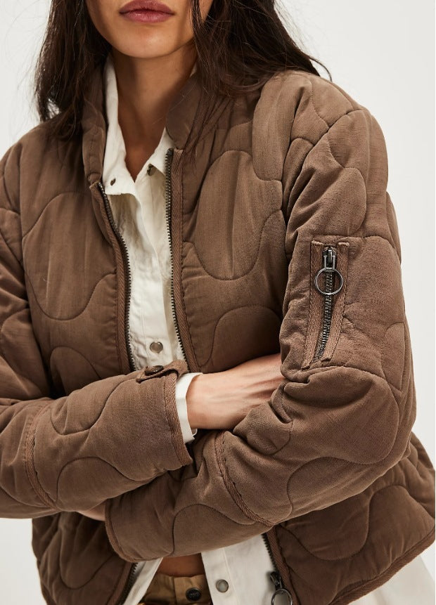 Women's Casual Quilted Cotton Jacket Loose Stand Collar Coat