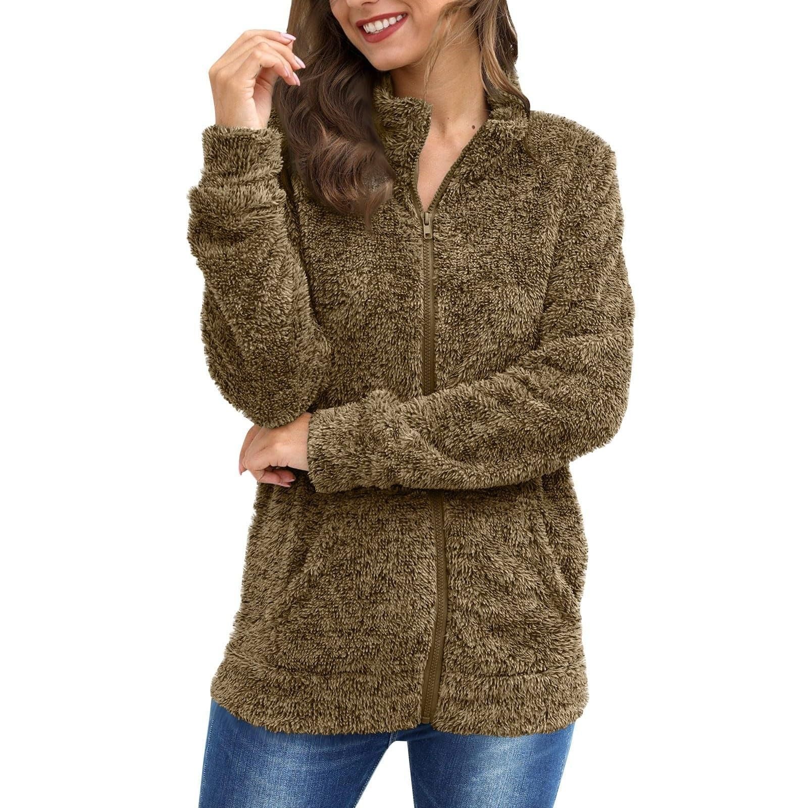 Women's Long Sleeve Plush Loose And Warm Fashionable Jacket