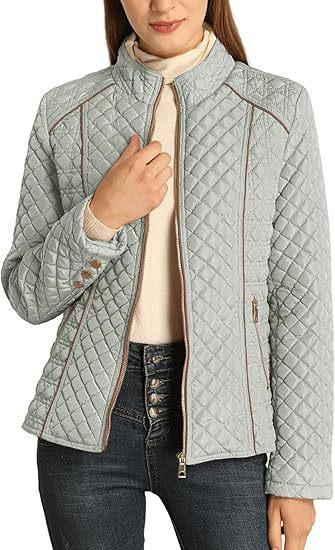Women's Stand Collar Lightweight Quilted Padded Zip Jacket