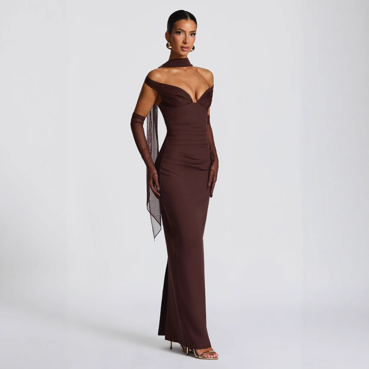 Sexy Hot Girl Tube Top Off-shoulder Waist Elastic Hip Dress